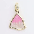 Pink enamel geometric fan pendant with gold plating and zircons for DIY jewelry - Irregular Fan Style (1)