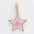 Star shaped pendant with pink enamel and sparkling zircon inlaid gold loop - Pentagram Style (4)