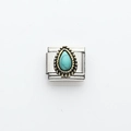 Italian charm link featuring a teardrop turquoise stone in a gold beaded stainless steel base - Teardrop Green Turquoise Pattern (3)