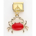 Golden Italian charm with red enamel crab design for modular stainless steel bracelets - Red Crab (4)