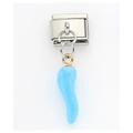 Blue cornicello charm on stainless steel Italian modular bracelet link accessory - Blue Pepper Pendant (4)