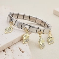 Italienisches Charm-Armband aus Edelstahl mit goldenen Muschel-Anhängern und Kristallen - Goldene Muschel Anhänger(2)