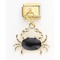 Italian charm bracelet link with gold crab pendant and black enamel finish - Black Crab (5)