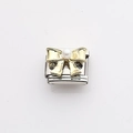 Italienischer Charm-Anhänger mit goldener Schleife und Perle auf Edelstahl-Basis - Goldene Schleife Perlen-Stil (5)