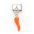 Italian modular charm link in stainless steel with a glossy orange chili pepper pendant - Orange Pepper Pendant (6)