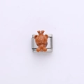 Italienisches Charm-Modul mit süßem braunem 3D-Bären und Krone auf Edelstahl-Basis - Brauner 3D Kronenbär (8)