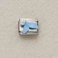 Charm modulare italiano con coda di sirena blu e perla su base in acciaio inossidabile - Coda di Pesce Blu Perla Sintetica (5)