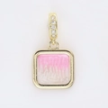Quadratischer Anhänger in Rosa und Weiß, goldfarben mit glitzernden Zirkoniasteinen - Einfacher Rechteck-Stil (8)