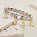 Bracciale italiano in acciaio inossidabile con quattro ciondoli a tartaruga dorati - Ciondolo Tartaruga Oro(5)