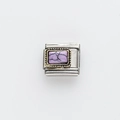 Italian charm link with purple turquoise stone and gold beaded detail in stainless steel - Rectangular Purple Pattern (13)
