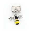Italian charm bracelet link in stainless steel with bee pendant and tiny rhinestones - Rhinestone Bee Pendant (9)