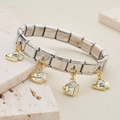 Bracciale componibile italiano in acciaio inossidabile con ciondoli a pesce e zirconi - Ciondolo Pesce Taglio Baguette(6)