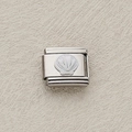 Charm modulare italiano in acciaio inossidabile con design a conchiglia bianca - Stile Conchiglia Bianca (7)