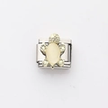 Italienisches Armband-Modul mit goldener Schildkröte und gelbem Opal auf Edelstahl - Schildkröte mit Opal-Stil (12)