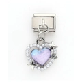 Italian charm link with purple heart pendant and white pearls on stainless steel - Gradient Star Heart Pendant (10)