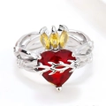 Silver thorn ring with red heart stone and yellow flame detail for women - Silver Red Heart Flame (3)