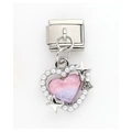 Italian charm with purple heart pendant, faux pearls and silver stars on stainless steel - Pink Purple Gradient Pearl Heart Pendant (11)