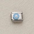 Link italiano con conchiglia azzurra e perla per bracciali in acciaio inossidabile DIY - Conchiglia Blu Perla Sintetica (9)