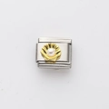 Italienisches Charm-Armband-Glied mit goldener Muschel und Perle aus Edelstahl - Goldmuschel-Perlen-Stil (15)