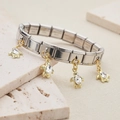 Bracciale modulare italiano in acciaio inox con ciondoli a tartaruga marina dorata - Tartaruga Oro Con Grande Ciondolo Gemma(8)