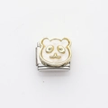 Italienischer Modular-Charm mit goldenem Pandakopf auf Edelstahl-Basisstück - Cartoon-Panda-Emaille-Stil (16)