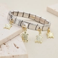 Bracciale a maglie in acciaio inossidabile con quattro ciondoli a tartaruga marina - Ciondolo Tartaruga Piccola Oro(9)