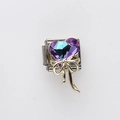Italienischer Charm mit lila Herzkristall und goldener Schleife für DIY Armbänder - Violettes Herz Strass mit Goldener Schleife (16)