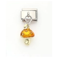 Italian modular stainless steel charm featuring a vibrant orange mushroom pendant - Orange Polka Dot Mushroom Pendant (13)