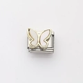 Italienisches Armband-Glied mit Gold-Schmetterling und weißer Einlage aus Edelstahl - Schmetterling-Emaille-Stil (17)