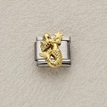 Charm modulare italiano con sirena dorata e stella marina su base in acciaio inox - Stile Sirena Dorata (11)