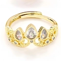 Elegant gold crown ring with sparkling crystals and adjustable open band design - Gold Crown (7)