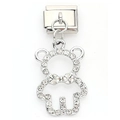 Italian charm link featuring a silver bear pendant with sparkling clear rhinestones - Full Rhinestone Hollow Bear Pendant (14)