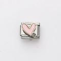 Italian modular charm with pink enamel heart and clear zircon on stainless steel band - Pink Heart with Rhinestone (14)
