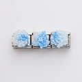 Italian modular DIY stainless steel bracelet link with blue and pink resin rose flower - Blue Gradient Rose No. 1 (1 (Single))