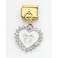 Stainless steel heart pendant with sparkling rhinestones and white enamel bow design - White Heart (20)