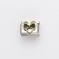 Italienischer Charm mit goldenem Herzrahmen und schwarzer Emaille-Schleife auf Edelstahl - Herz mit schwarzer Schleife-Stil (19)