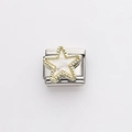 Italian modular charm featuring silver stainless steel and a gold-edged white star - White Star (16)