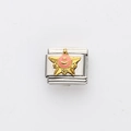 Italienisches Charm-Glied mit goldener Stern- und rosa Emaille-Smiley-Oberfläche - Rosa Stern-Smiley-Stil (20)