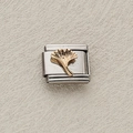 Maglia charm italiana con foglia di ginkgo dorata su base in acciaio inossidabile - Stile Foglia di Ginkgo Dorata (13)