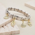 Bracciale italiano in acciaio inossidabile con ciondoli a conchiglia e chiocciola dorati - Ciondolo Conchiglia E Strass Oro(12)