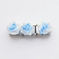 Italian charms bracelet links with blue glitter resin rose flowers on stainless steel base - Blue White Gradient Glitter Rose No. 4 (4 (Single))