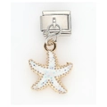 Italian charm link with a gold-edged white starfish pendant and sparkling glitter details - Colorful Glitter White Starfish Pendant (20)