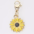 Golden sunflower alloy charm with yellow drip oil finish and lobster clasp for DIY jewelry - Yellow Sunflower Shape