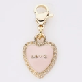 Pink heart-shaped enamel LOVE pendant charm with gold metal frame and lobster clasp - Pink Heart LOVE Shape