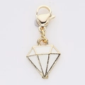 White enamel diamond-shaped alloy charm with gold lobster clasp for DIY jewelry - White Diamond Shape