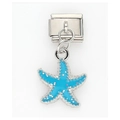 Blue glitter starfish charm for Italian modular stainless steel link bracelets - Sky Blue Silver Glitter Starfish Pendant (21)