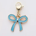 Blue enamel bow pendant with gold plating and lobster clasp for DIY jewelry - Sky Blue Bow (2)