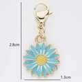 Blue enamel daisy flower charm with gold alloy base and lobster clasp, 2.8cm height - Light Blue Daisy Shape
