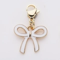 White enamel bow pendant with gold plated edges and lobster clasp for DIY jewelry - White Bow (3)
