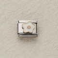 Charm modulare italiano in acciaio inossidabile con fiore bianco rosa e oro - Stile Fiore Bianco (18)